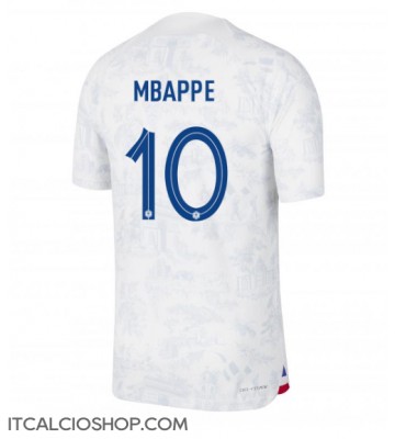 Francia Kylian Mbappe #10 Seconda Maglia Mondiali 2022 Manica Corta